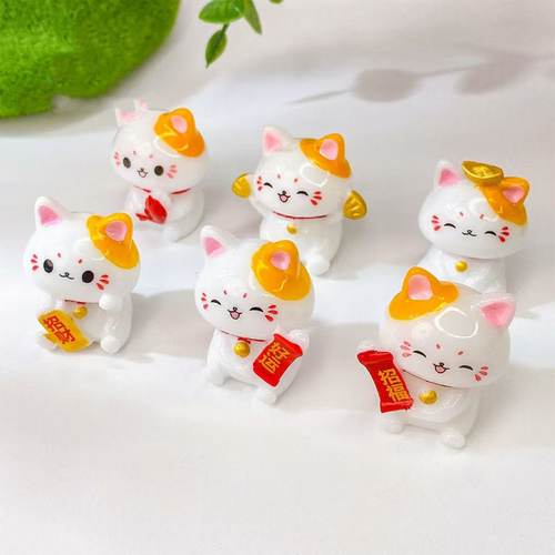 卡通立体可爱招财猫公仔DIY钥匙扣挂件汽车摆件桌面 摆件树脂配饰