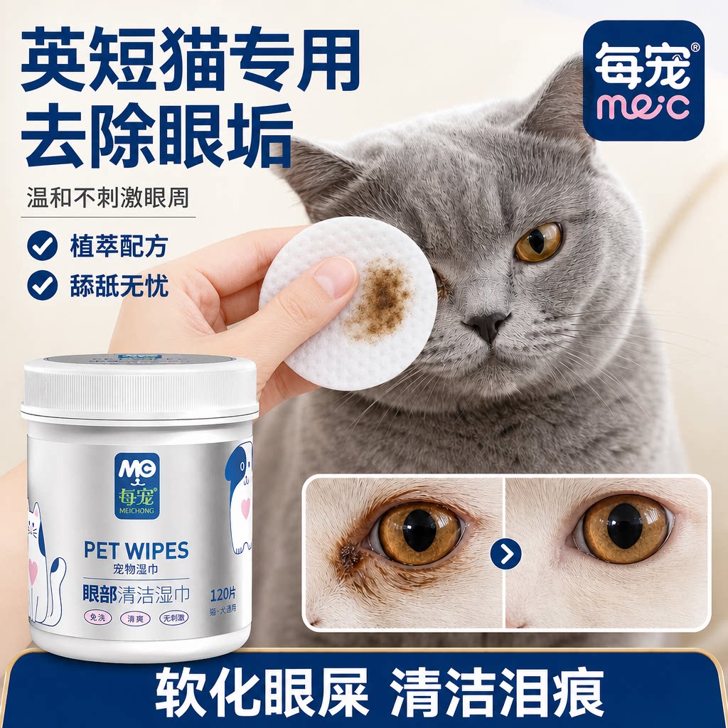 猫咪眼部清洁湿巾温和除垢不刺激
