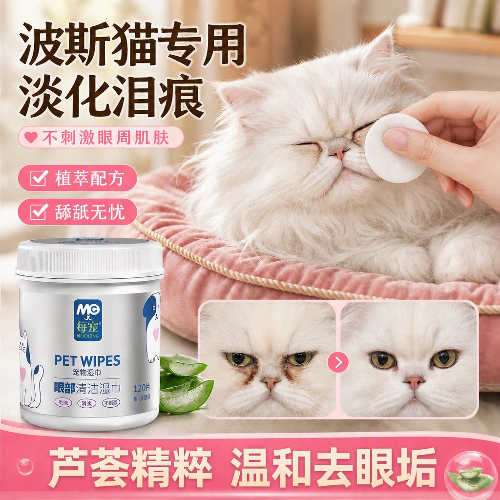 猫咪清洁湿巾去除眼垢不刺激眼周