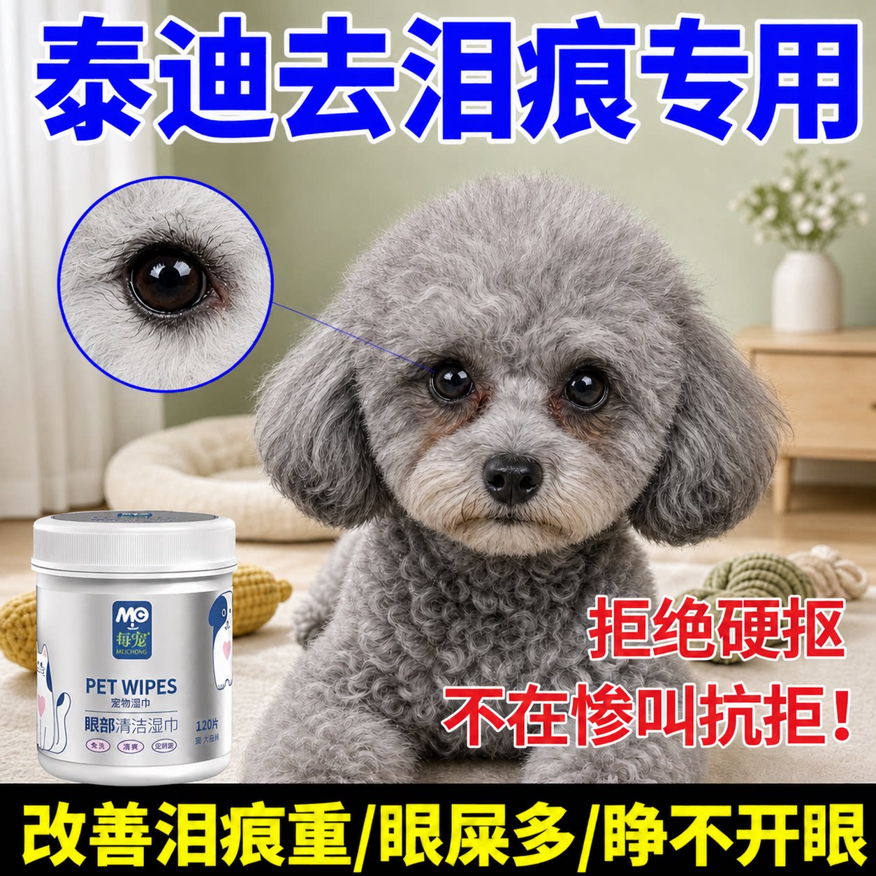 泰迪狗狗眼部湿巾不刺激呵护眼周