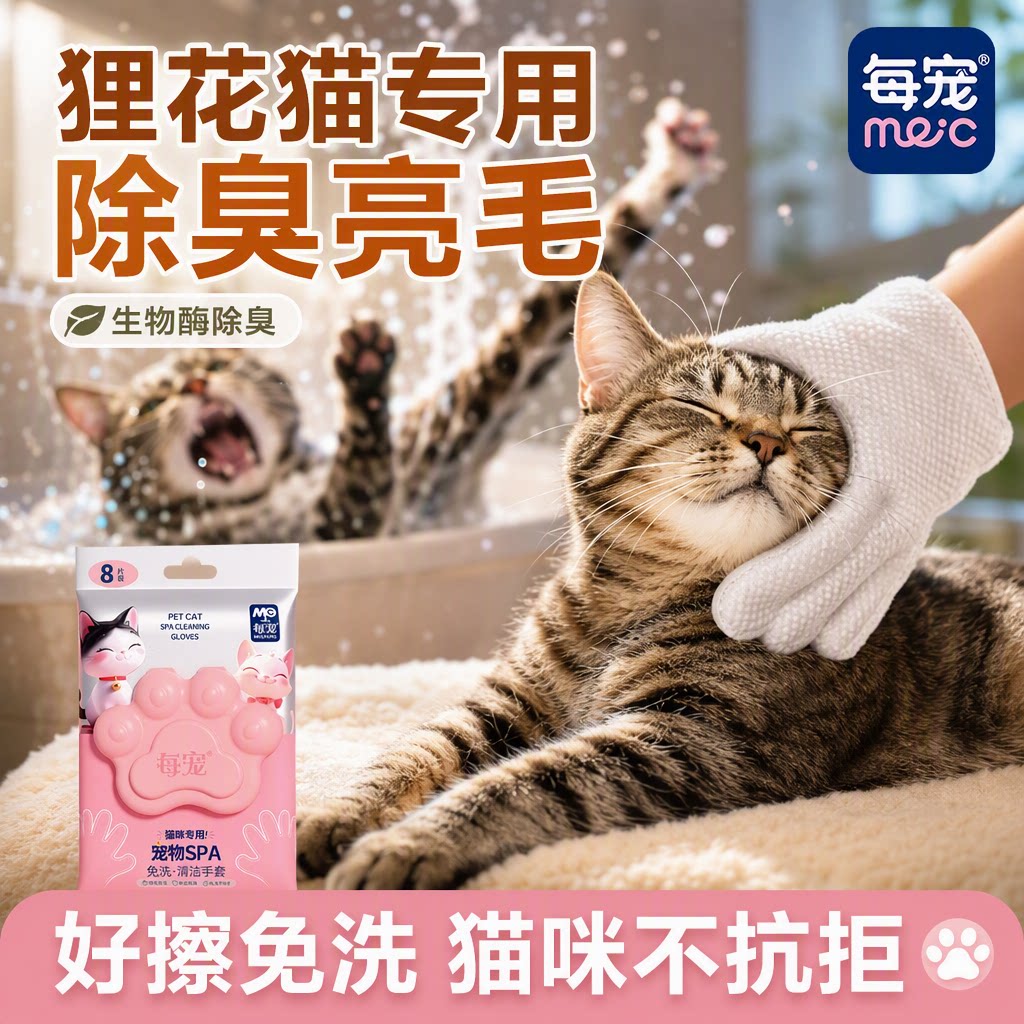 猫咪免洗手套生物酶除臭亮毛去污