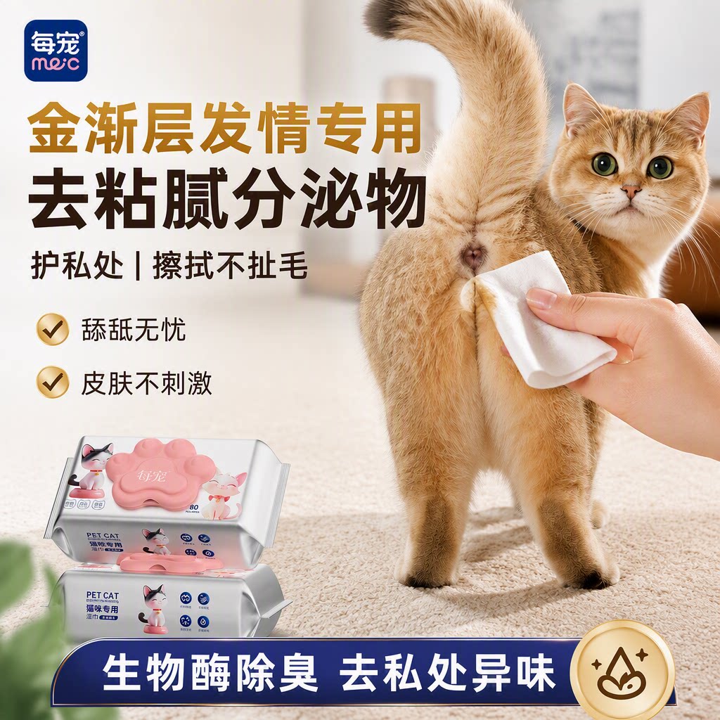 猫咪清洁湿巾生物酶除臭擦拭全身