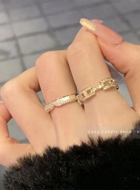 轻奢贝壳H字母戒指女时尚个性