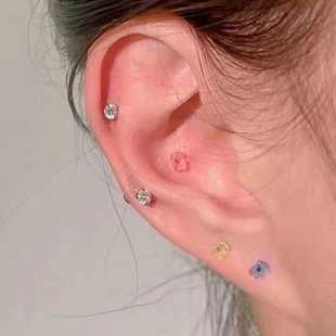 养耳洞小熊树脂胶棒透明隐形塑料耳钉养耳洞睡觉免摘防堵耳无菌棒