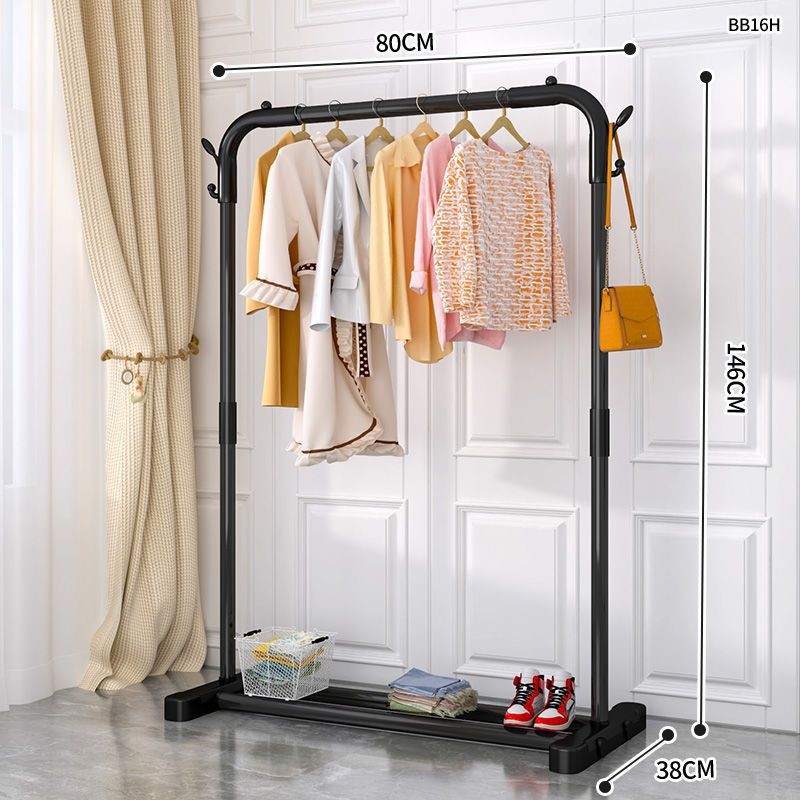 简易衣帽架双杆式晾衣架落地室内移动挂衣架子家用卧室衣服收纳架