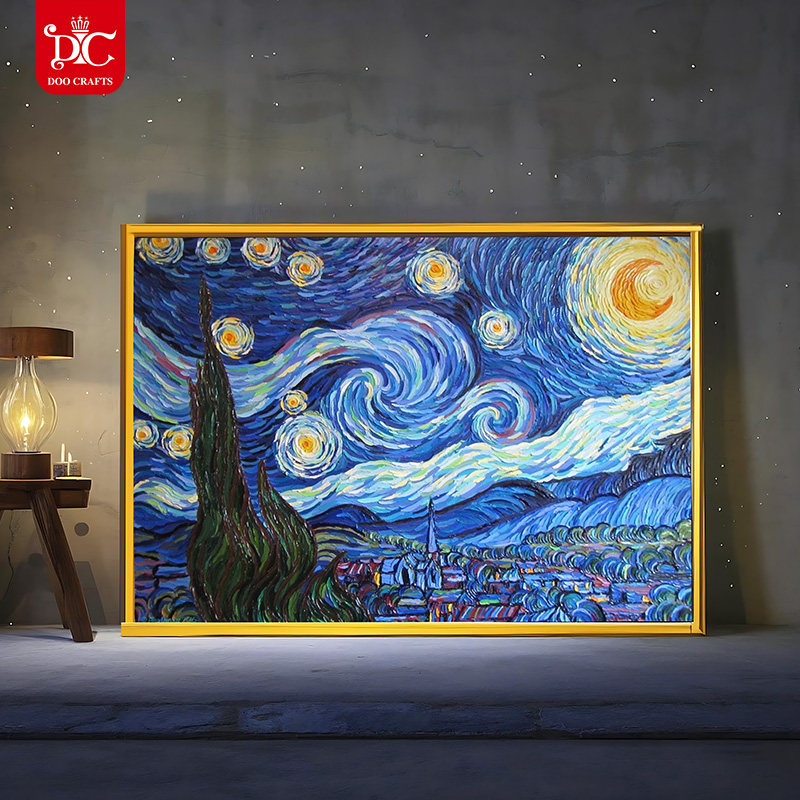 梵高的星空钻石画自己秀新款客厅解闷打发时间diy年轻人的十字绣,居家布艺,钻石绣,淘宝优惠券,粉丝福利购,淘宝优惠卷