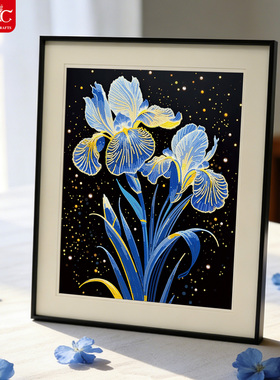 DC蒂彩钻石画2026新手工diy十字绣蓝色鸢尾花装饰画客厅卧室挂画