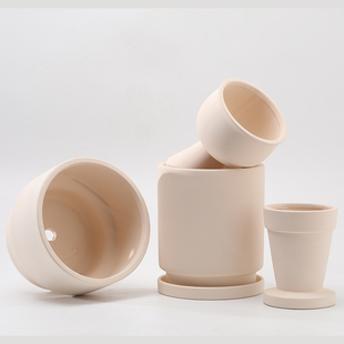 创意立体异形陶瓷素胚花盆透气白陶土有孔大号自吸水绿植控根鲜花