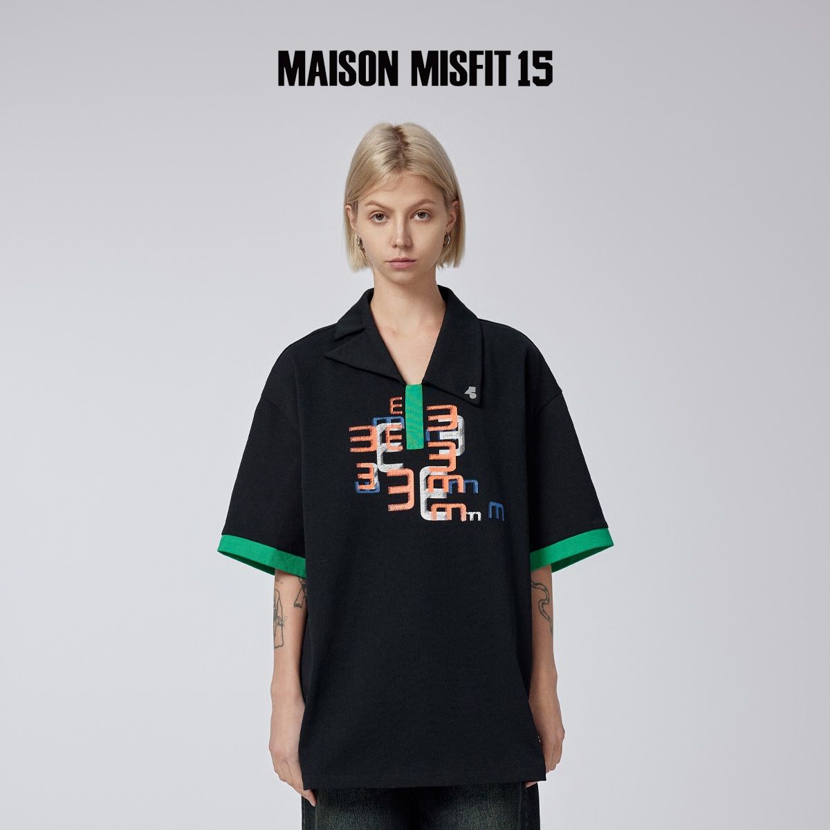 MMXV斑驳建筑重建潮牌男女polo衫