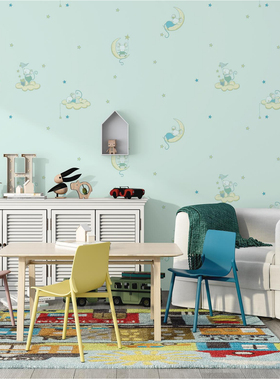 高经儿童男女宝绿色墙布师傅上门无缝墙布简约卧室无纺布欧式壁布