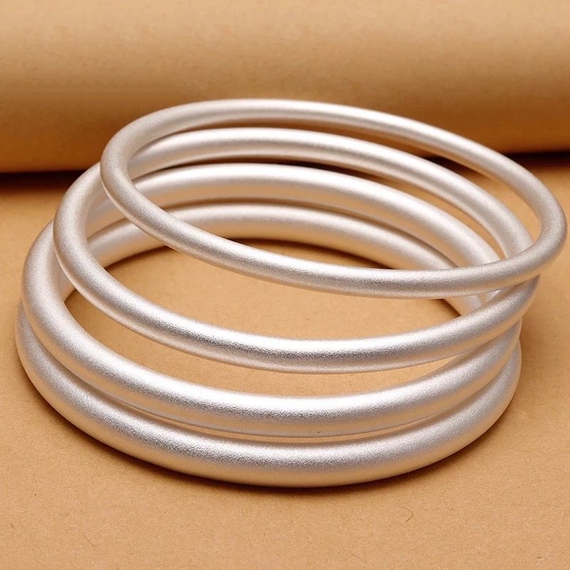 3号-9999纯银手镯女古法传承素圈光面足银镯子年轻款实心手环