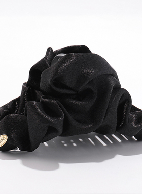 轻奢金标褶皱云朵抓夹女高级感2025新款后脑勺盘发发夹鲨鱼夹头饰