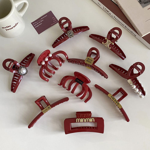 抓夹喜庆复古红色系列大号洋气