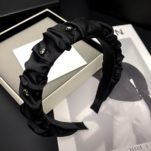 F8黑色发箍2022年新款高档褶皱