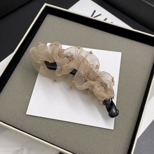 甜美蕾丝网纱褶皱香蕉夹