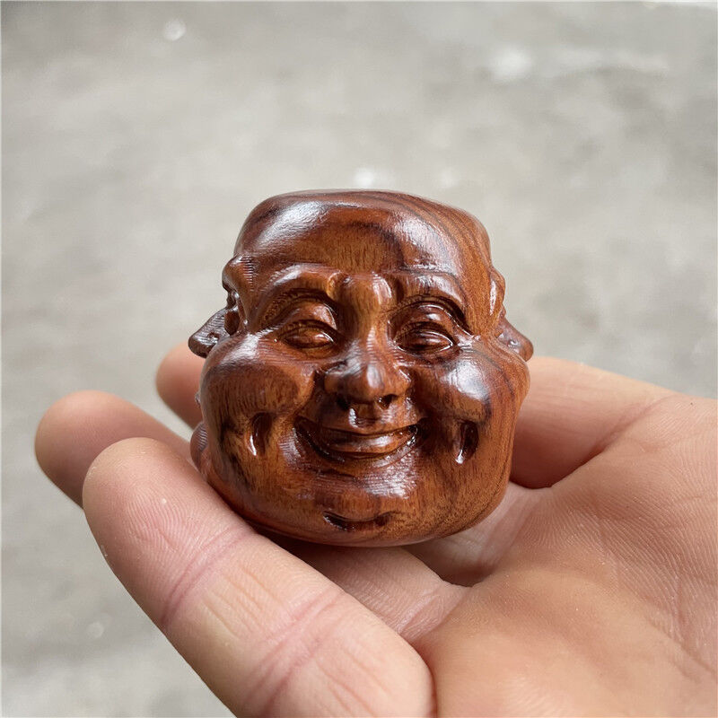 ZCQBCY花梨木雕四面佛喜怒哀乐手把玩家居装饰木质工艺品手把件小