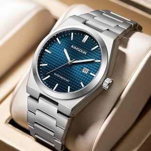 跨境金诗顿手表男士 高档商务腕表网格防水石英表潮流镂空透底男表