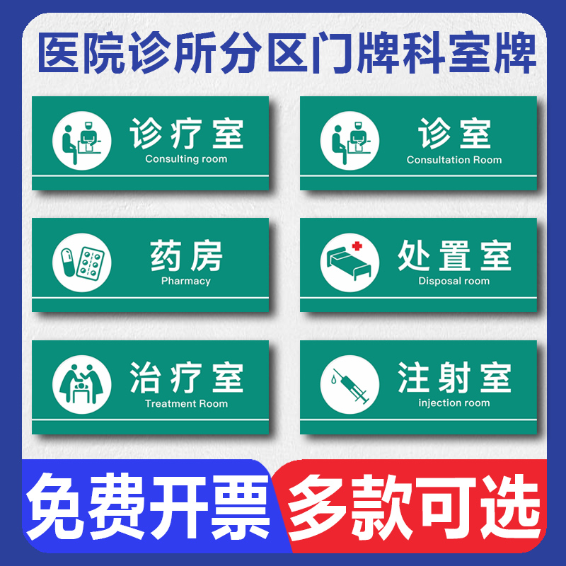 医院诊所门牌 卫生院村卫生室科室治疗室诊断室观察室注射室输液室处置室药房全科诊室门科室标牌标识标志牌