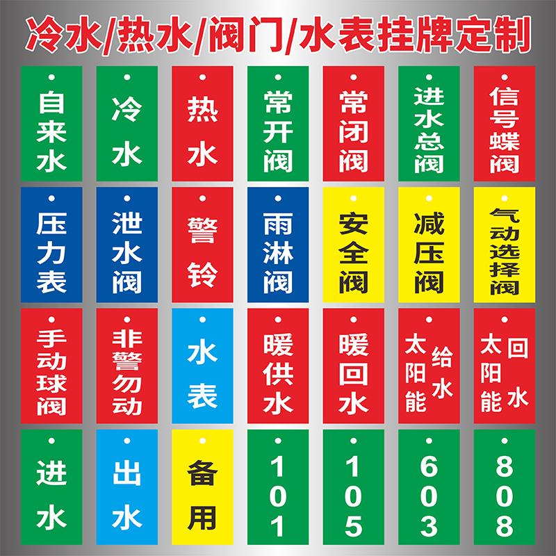 水表挂牌编号提示牌水表电表阀门状态标识牌冷水热水常开常闭阀太阳能给水暖回水进水出水提示牌数字编号牌