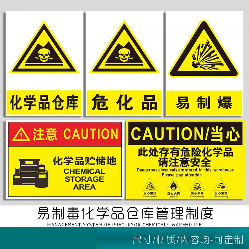 易制毒危险化学品仓库标识牌 管理制度危化品剧毒品易燃易爆化工当心爆炸危险区贮存区安全严禁明火警示牌子