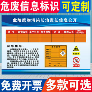 危险废物污染防治责任信息公开危废仓库应急贮存场所管理规定防治责任告知标示提示宣传挂牌贴标语贴纸定制