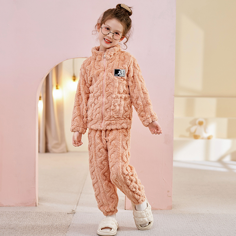 秋冬季儿童睡衣法兰绒套装