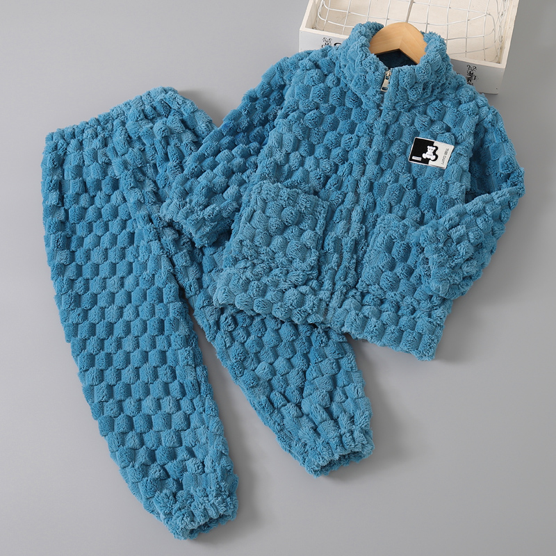 儿童加厚珊瑚绒睡衣男童