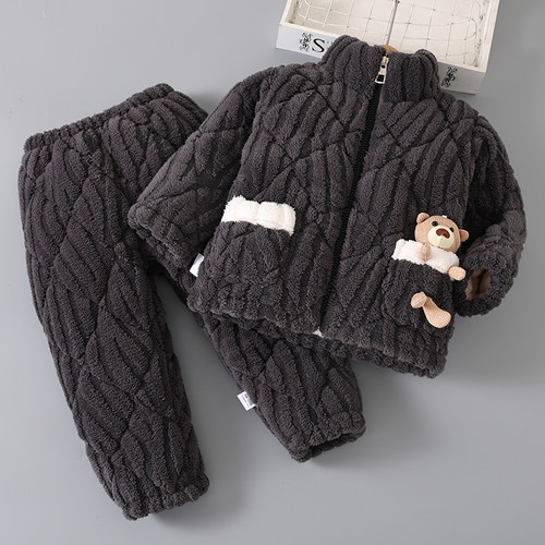 冬季男童女童珊瑚绒睡衣