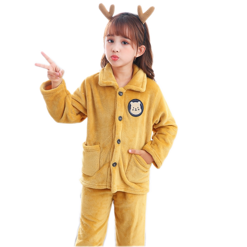 女童珊瑚绒睡衣秋冬季儿童加厚法兰绒套装男童女孩宝宝长袖家居服