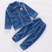 女童宝宝男孩长袖 秋冬季 儿童法兰绒睡衣男童加厚珊瑚绒套装 家居服