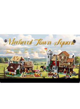 POP适用乐高10332中世纪城镇广场亚克力展示铭牌装饰积木信息牌