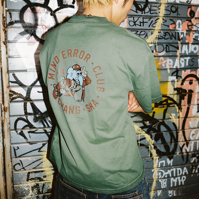 MindError滑板小象印花渐变短袖