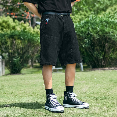 MindError牛仔五分短裤