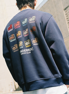 MindError 靴痕涂鸦印花圆领加绒卫衣男2025秋季新款情侣长袖上衣