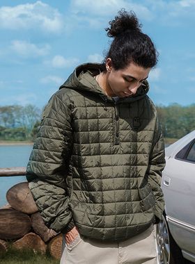 MindError ME Insulate Hoodie小鸟刺绣格纹连帽棉服男女休闲上衣