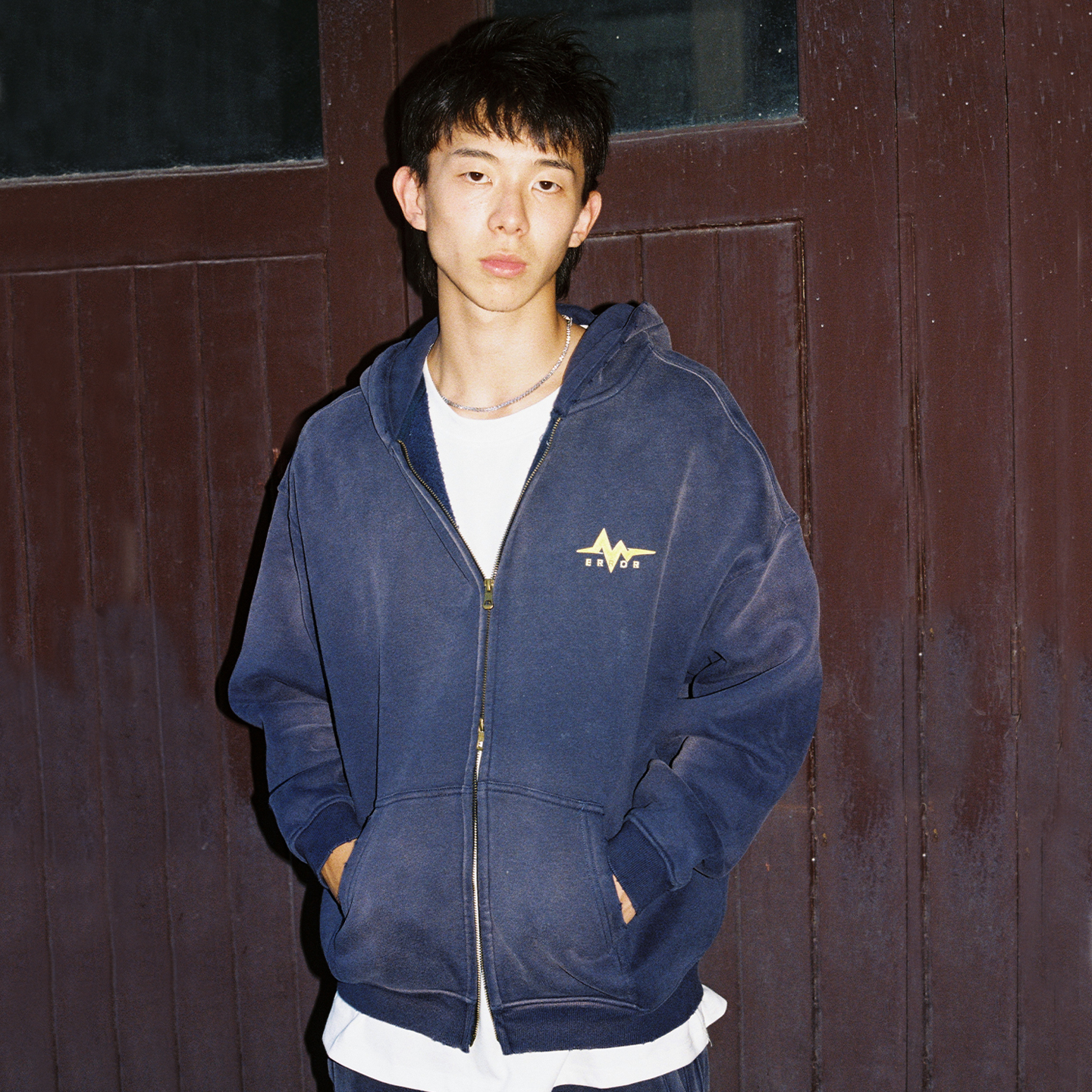 MindError双拉链做旧卫衣开衫