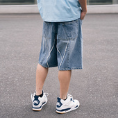 MindError 男 小象宽松休闲直筒五分牛仔短裤 水洗解构设计夏季 新款