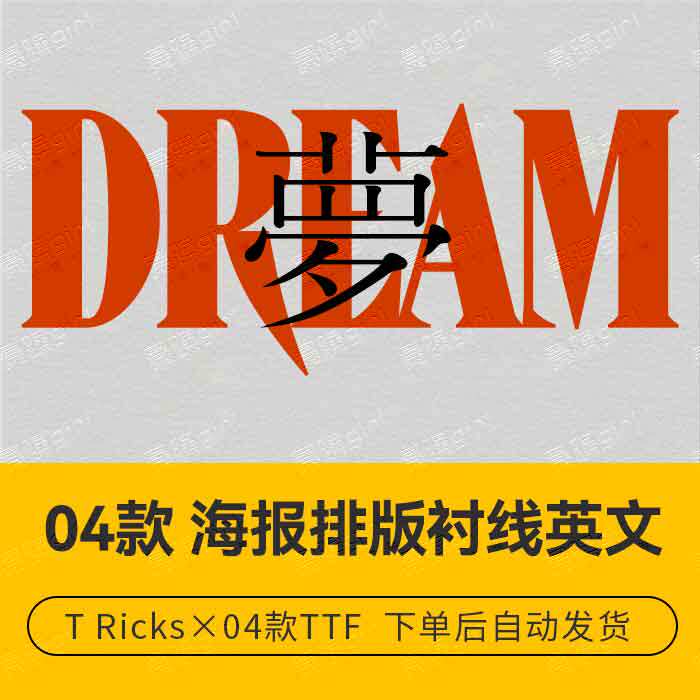 包装品牌设计标题书籍海报排版英文衬线字体设计师参考字形素材库