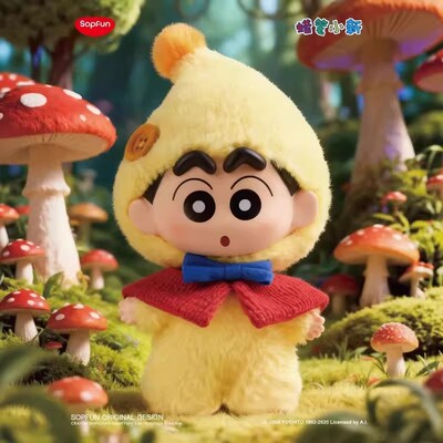 正版Sopfun蜡笔小新矮人童话盲盒搪胶毛绒挂件娃娃潮玩女生礼物