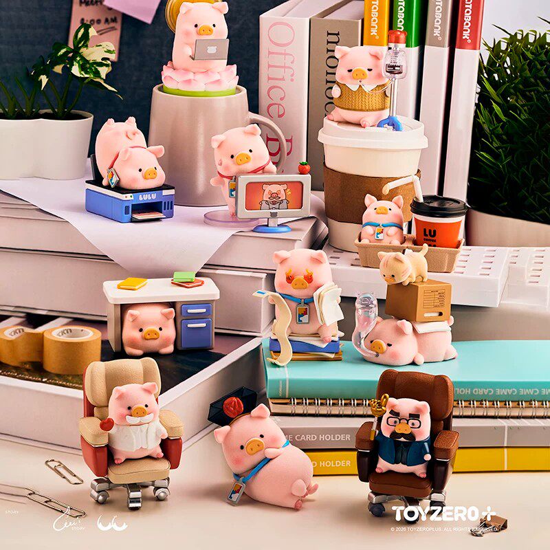 TOYZEROPLUS罐头猪LuLu猪上班猪事多盲盒植绒公仔潮玩桌面摆件