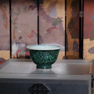 逸古堂大漆祖母绿小压手杯景德镇陶瓷男女士个人专用2025新款高端