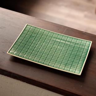 松影琉璃-梵山堂-小棋盘茶托-长24.5cm宽20.5cm(W0693)