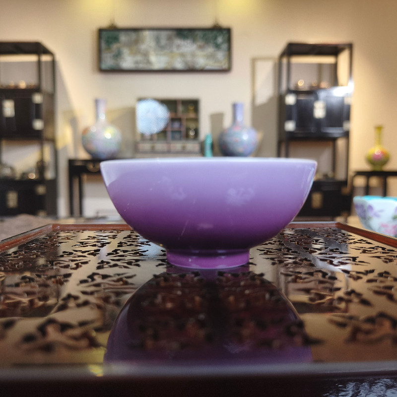 溢珍堂丨梦幻紫内画紫玉兰单杯 景德镇陶瓷茶杯