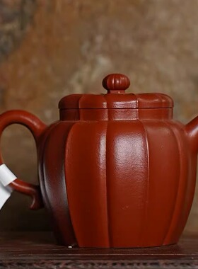 季畅园丨筋纹宫灯-朱泥-120cc  宜兴紫砂