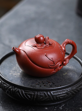【圣桃（小）-大红袍-100～120cc】宜兴壶 家用茶具宜兴紫砂壶