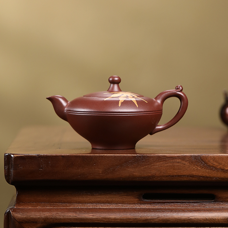 JCY-0075非遗正品手工 季畅园 【枫叶】龙血砂150cc 宜兴紫砂茶壶