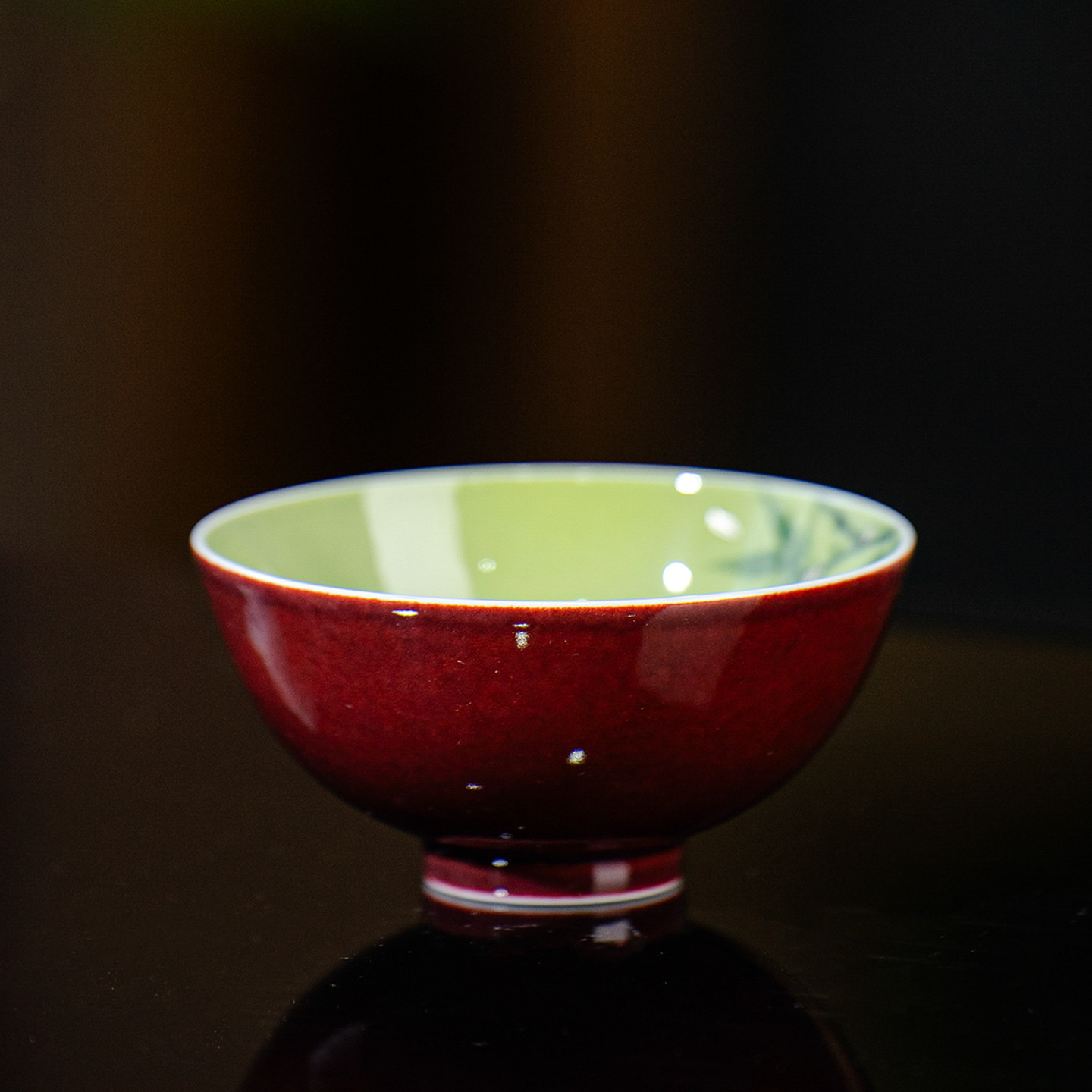 景德镇良朋柴窑玫瑰紫五彩手绘月光蝴蝶主人杯家用个人茶具茶杯