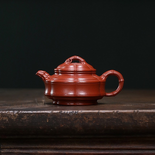 ZH-0023【六方隐角竹鼓】大拍陶手朱浩全手工朱泥110cc宜兴紫砂壶