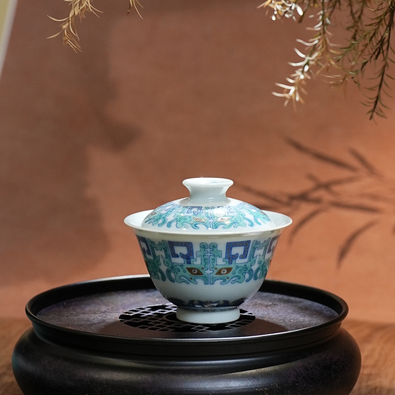 清閟山房丨青铜器描金银盖碗 130ML 景德镇陶瓷