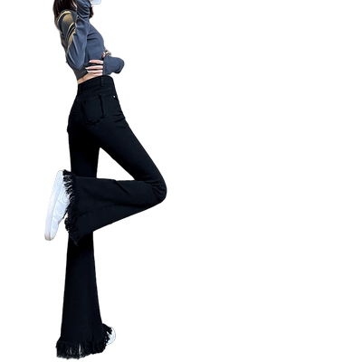 2023年秋冬新款加绒黑色喇叭裤女